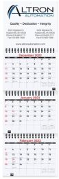 Custom 3 Months at a Glance Calendar 6x18.75, Black & Red Grid, Full Color Top Panel Imprint, Julian Dates