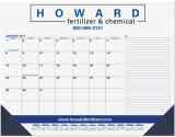 Desk Pad Calendar Blue & Black Grid, Side Notes, 8 Colors Leatherette Corners Option, Size 21.75"x17"