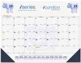 Desk Pad Calendar Blue & Gold Grid, Julian & Contractor Dates, Custom Print 2 Colors Max, Size 21.75