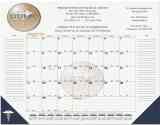 Desk Pad Calendar Blue & Gold Grids with Julian & Contractor Dates, 3 Imprint Areas