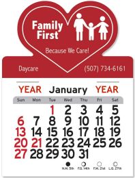 Red & Black Classic Pad Stick-Up Calendar - Heart, Car, Tow Truck, Semi