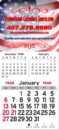 3 Month View Stick-Up Calendar with Full Color Imprint and Two Color Grid