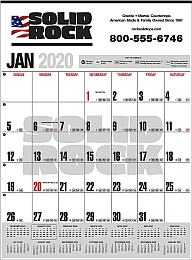 Contractor Calendar w Full Color Ad Imprint, Black & Red grid, Size 14x18-7/8
