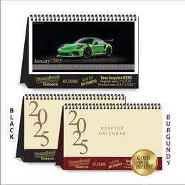 Fast Cars Desk Calendar With Foil Stamped Ad Copy