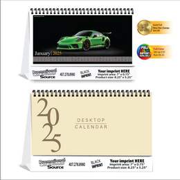 Exotic Sport Cars Desk Calendar JC-706 – Premium Tent Calendar with Gold Foil Imprint Option and Heavy-Duty Stand