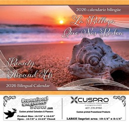 Beauty Around Us bilingual (Spanish-English) scenic Calendar with Funeral Preplanning insert option