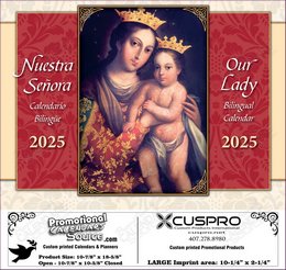 Our Lady Calendar (Bilingual Spanish-English) Catholic Calendar with Funeral Preplanning insert option