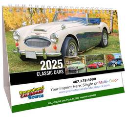 Classic Cars Full Color Tent Desk Calendar, Size 6.75x5