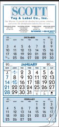 12-Sheet 3-Month Single Panel Calendar 9.25x19.75 - Blue & Black Imprint