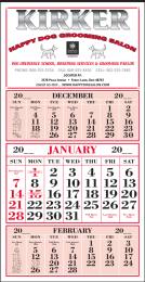 3-Month In View Single Panel Calendar with 12 Sheets and Tinned Top, size 13x27