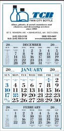 3-Month In View Single Panel Calendar with 12 Sheets and Tinned Top, size 13x27 - Black & Blue