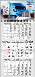 Custom 3 month 2 Panel calendar w Week Numbers & Julian Dates, 12