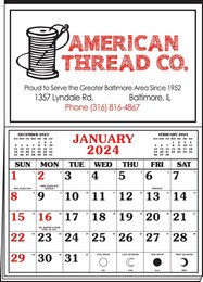 Memo Master Half Apron Calendar with 2-Color Red-Black Imprint 20.5x28.5