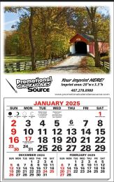 Large Full Apron Calendar 22x35, Bucks County Covered Bridge, 2025