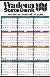 Custom Year-At-A-Glance Wall Calendar Full Color Imprint, 25x38, Tinned