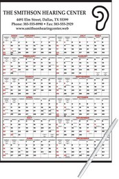 Mid Size Year In View Calendar, Write On/Wipe Off Surface 22x32, Black & Red Grid