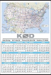 Custom Promotional Year In View Calendar with U.S. Map – 17x25 Large Wall Calendar for Businesses and Events