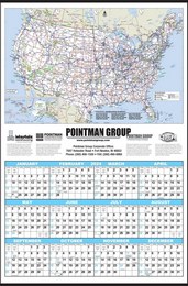 Large 12-Month-View Calendar with Rand McNally U.S.A. Map, Size 25x38