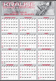 Large Year-In-View Wall Calendar, 27x39, 2 PMS Colors print, UV Lamination Option
