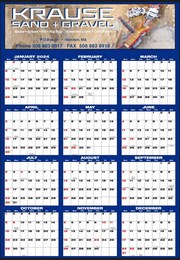 Large Custom Year-In-View Wall Calendar Full Color, 27x39, Tinned top and bottom