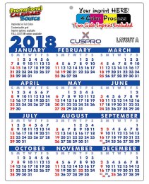 8.5x11 Laminated Plastic Year View Calendar – Full-Color Double-Sided Imprint on 14 pt. Plastic