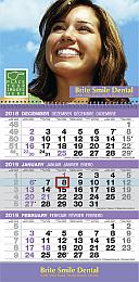3 Month Calendar - 2 Panels - Week Numbers - Full Color Imprint
