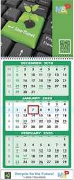 Commercial 3-Month View Calendar, 2 Panel, Drop Ad, Size 11x27.5