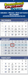  4 Panels 3-Month View Commercial Calendar Custom Grid Week Numbers 13x34
