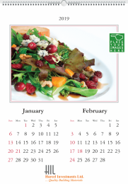 Custom 2-month in view wall Calendar 12x24 Spiral Top