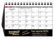 Scenic desk tent calendar item JC-701B back view with black stand gold print