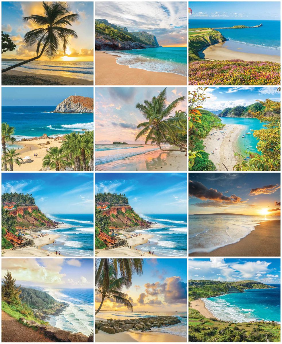 Beaches, Sun & Ocean Views Desk Calendar 3 Month View
