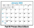 Stock Process Blue & Black Calendar-Pad # 80 for apron calendar TA-2317