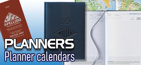 buy custom printed promotional desk planners, pocket planners, monthly planners, weekly planners