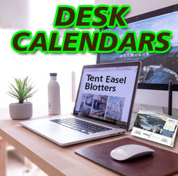 buy promotional desk calendars from www.promotionalcalendarssource.com, pad, tent, easel, blotter