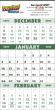 Three-Month Single Panel Calendar - 12 Sheets - Julian Dates - Tinned Top thumbnail