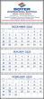 3 Month View Blue & Grey Commercial Calendar w Julian Dates 13x29 thumbnail