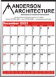 Large Contractor Bid Calendar w Red & Black Grid, 19.5x27 thumbnail