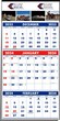 3-Months-In-View Multi-Sheets Calendar - Full-Color Imprint - Red & Blue Grids w/Tinned Top 13.25x27 thumbnail